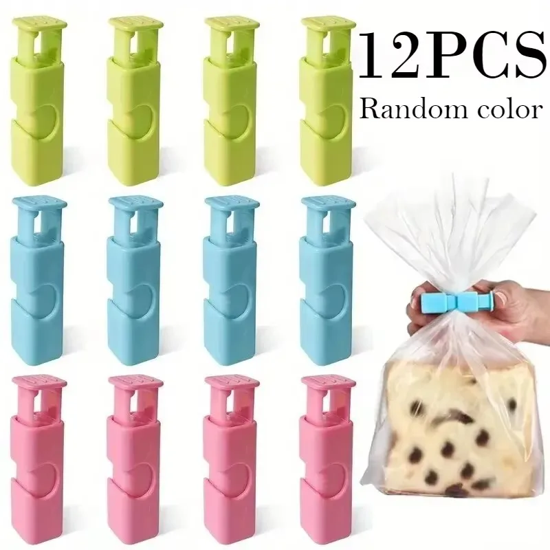 12 Stück Lebensmittel-Verschlussklammern, Snackbeutel-Clips, feuchtigkeitsbeständige Frischhalteklammern, Plastiktüten-Verschlussklammern