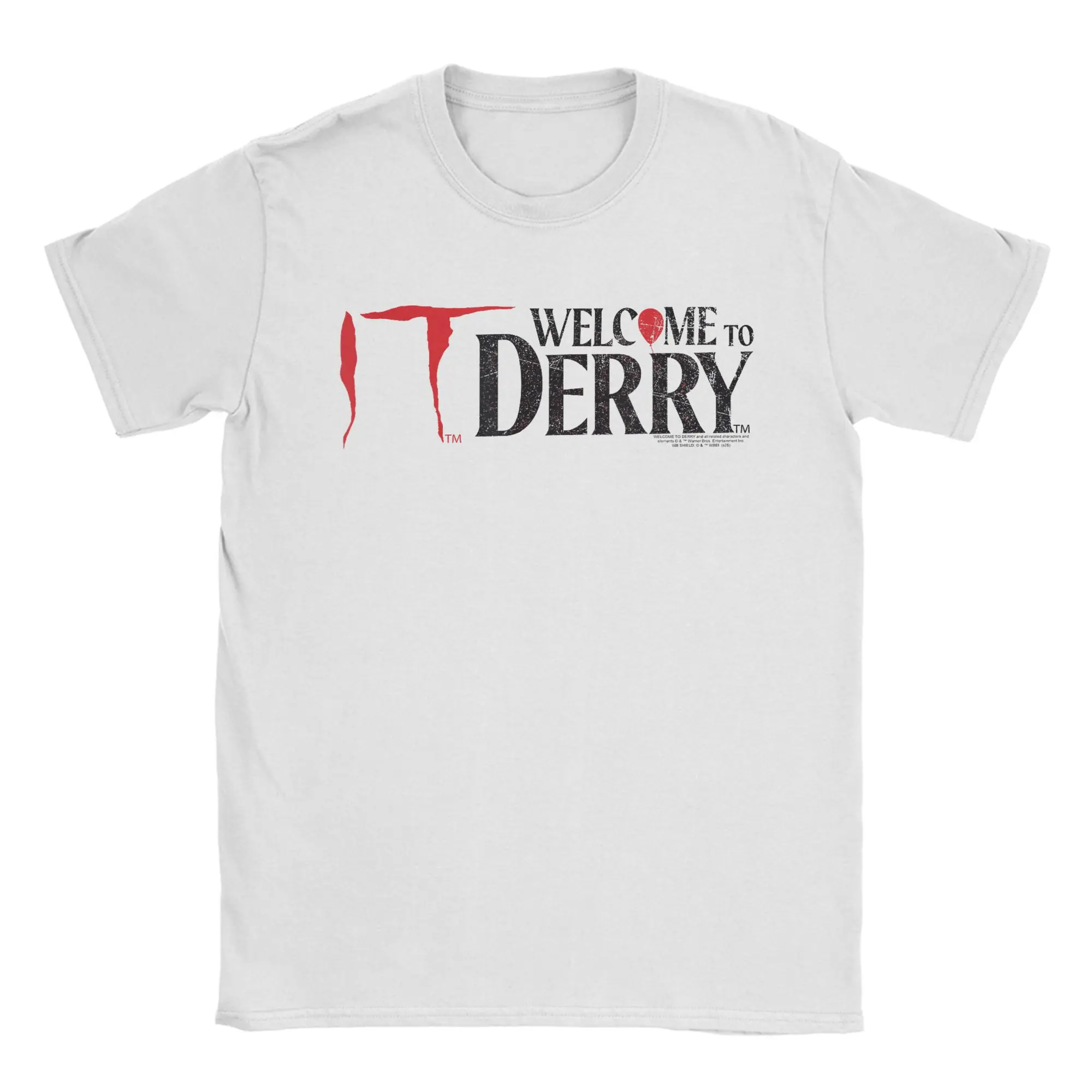 ITs Derrys Welcome Horror TV Show T Shirt for Men Pure Cotton Fashion T-Shirts Crewneck Haunted House Tees Clothes New Arrival
