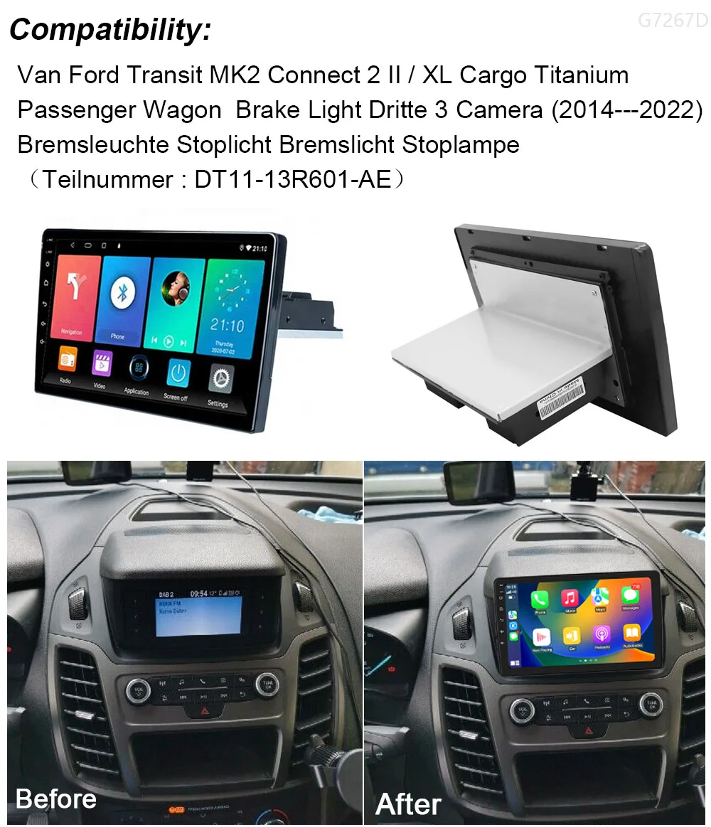 Android car radio with GPS Navigation+HD reverse camera for Van Ford Transit MK2 Connect2 ||/ XL Cargo Titanium  2014-2022