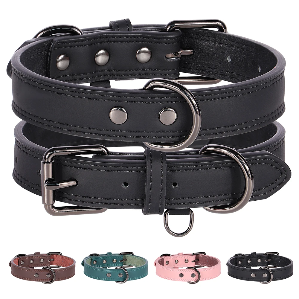 Leather Dog Collar Durable Pet Dog Collars Necklace Adjustable Necalaces for Small Medium Large Dogs French Bulldog Pitbull