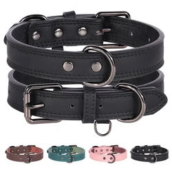 Leather Dog Collar Durable Pet Dog Collars Necklace Adjustable Necalaces for Small Medium Large Dogs French Bulldog  Pitbull