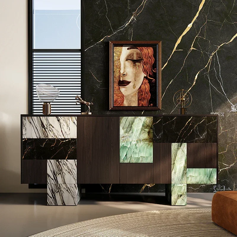 

JJ Light luxury high-end entrance cabinet Modern simple shoe cabinet American solid wood dining side cabinet