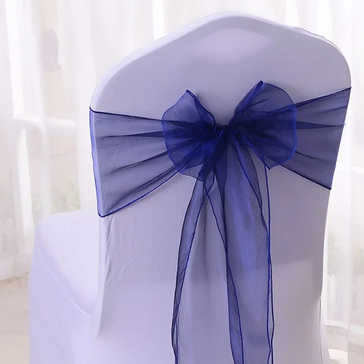 1pcs Organza Chair Sash Bow For Wedding Party Cover Banquet Baby Shower Xmas Decoration Home Chairs Decoration