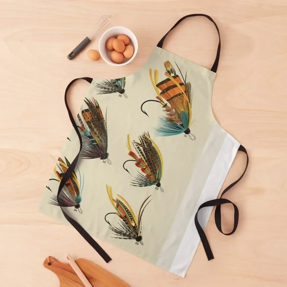 

Salmon Fly Fishing - Salmon Flies Art Apron Home Cleaning Customizable Kitchen Supplies custom women's kitchen Apron