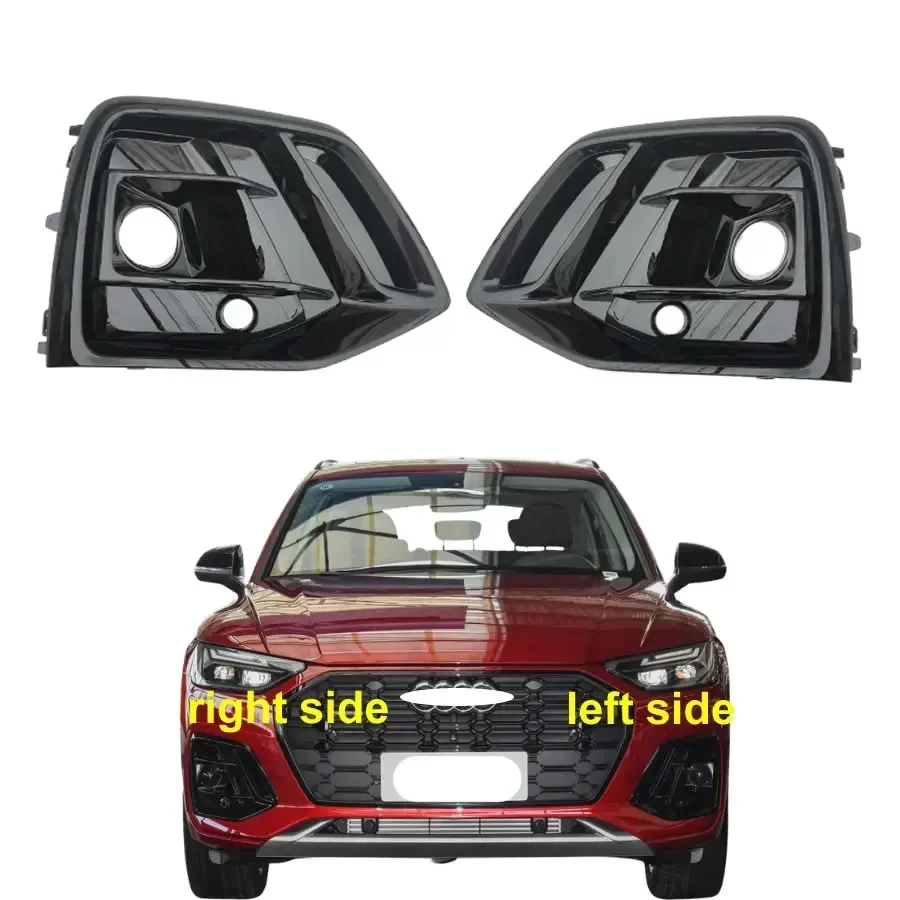 

For Audi Q5 Q5L 2021 2022 Sports Version Front Bumper Grille Driving Lamps Cover Fog Light Frame Fogs Lamp Shell Black