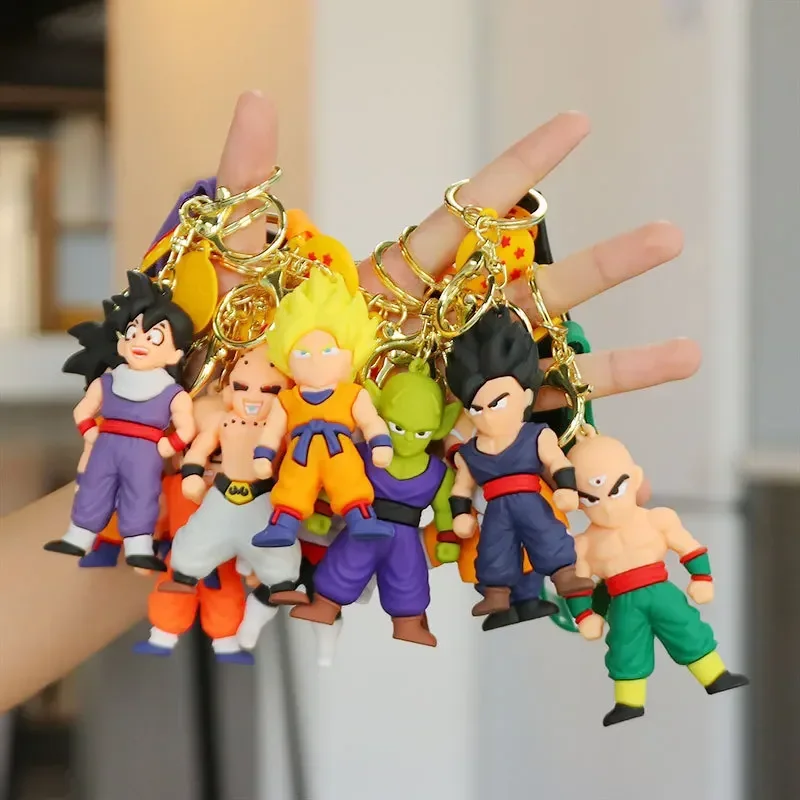 Dragon Ball Keychain PVC Cartoon Anime Figure Trunks Son Goku Piccolo Buu Vegeta Action Figures Key Chain Keyring Bag Pendant