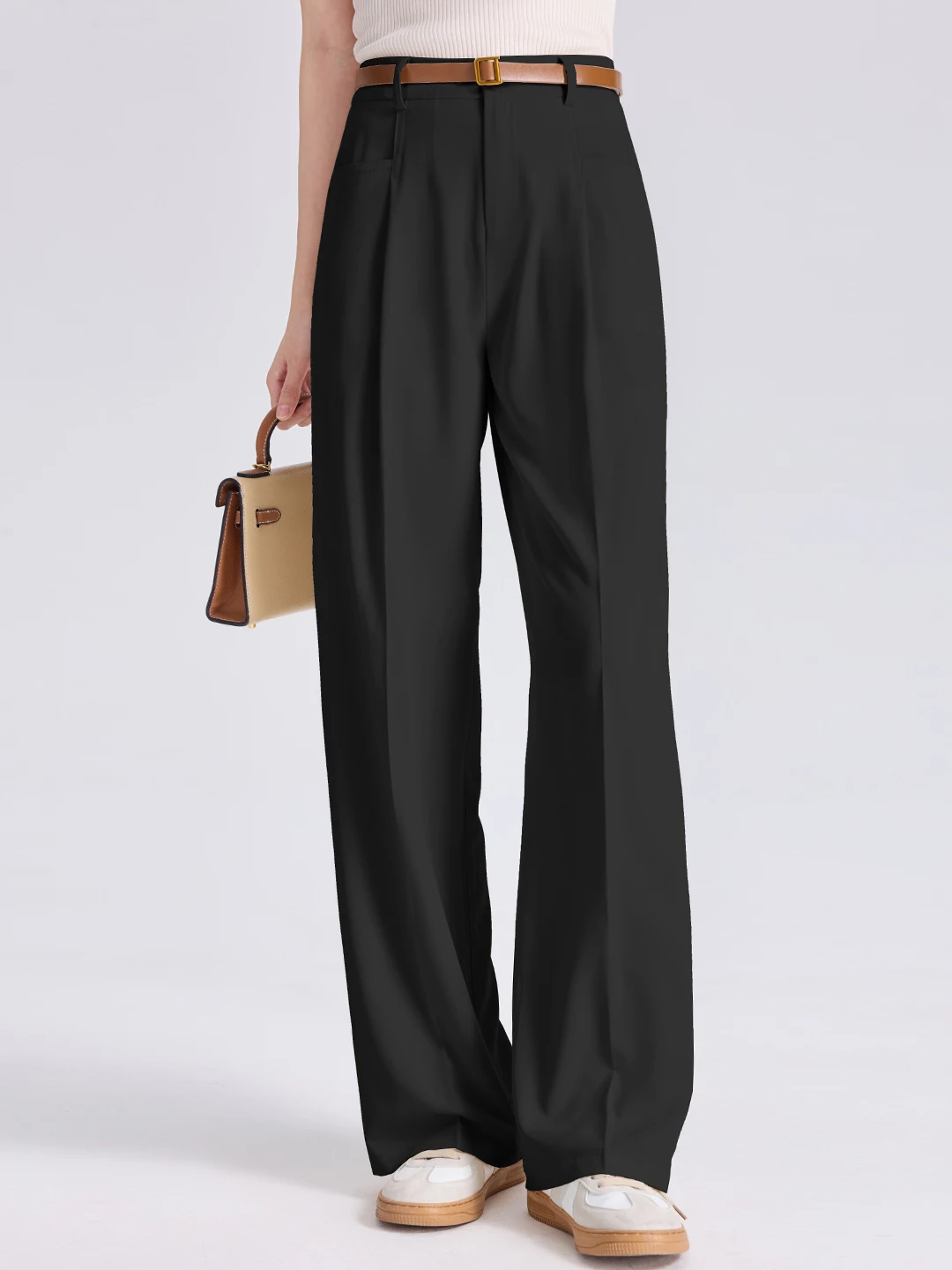 Business Casual High Waist Straight Leg Pants Women's Premium Feel Office Commute Bank Work Trousers Slimming Elegant