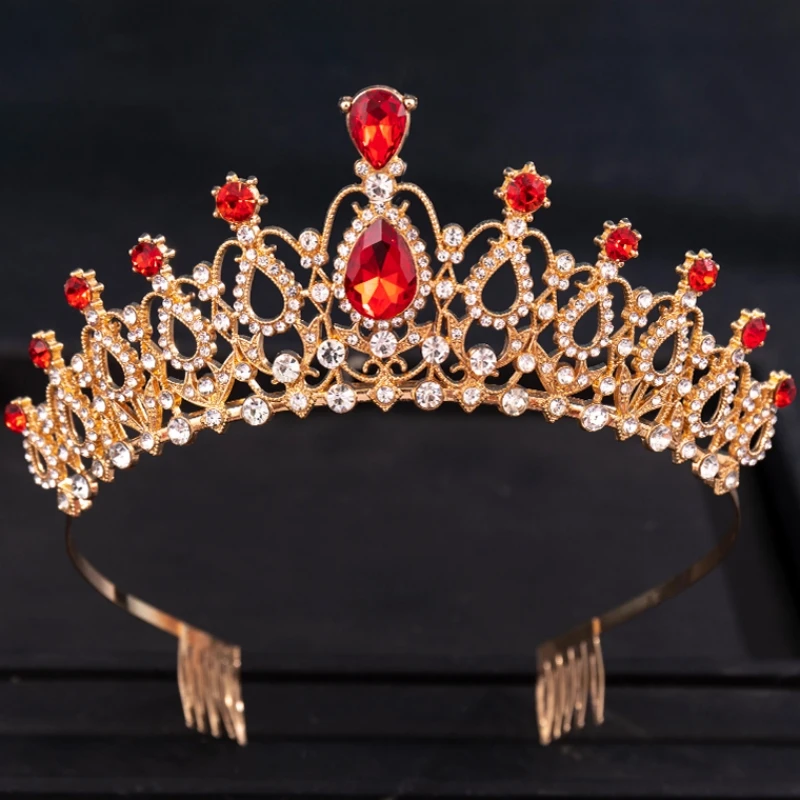 Barokowy Diadem kryształowa korona z grzebieniem Rhinestone bal Diadem i kobiety ślubne ślubne włosy akcesoria biżuteria korona Tiara