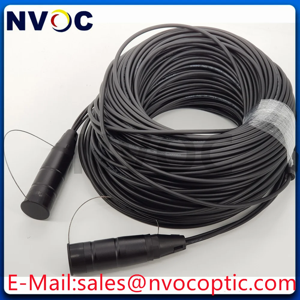 1Pcs 4Core 150M Monomode,4.5mm TPU PDLC Waterproof Connector No Reel 1Pcs 4C LC-LC SM 100M Armored Fiber Optic Patch Cord Cable