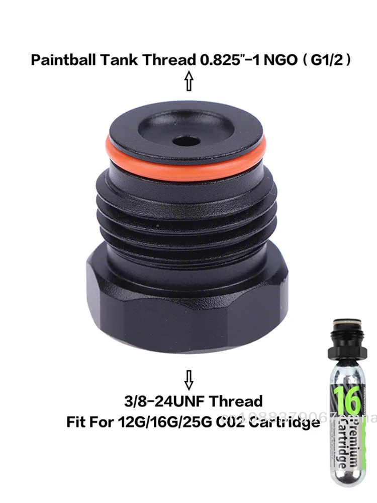 

[ZYAS]12G 16G 25G Co2 Cartridge Cylinder 3/8-24UNF Thread To G1/2-14 Standard Tank Thread Convert Adapter