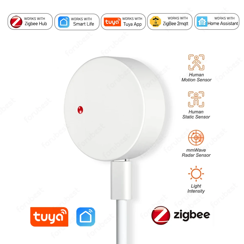 

Tuya Zigbee Human Presence Detector Smart Life MmWave Radar Pir Motion Sensor With Luminance Detection For Smart Home Security