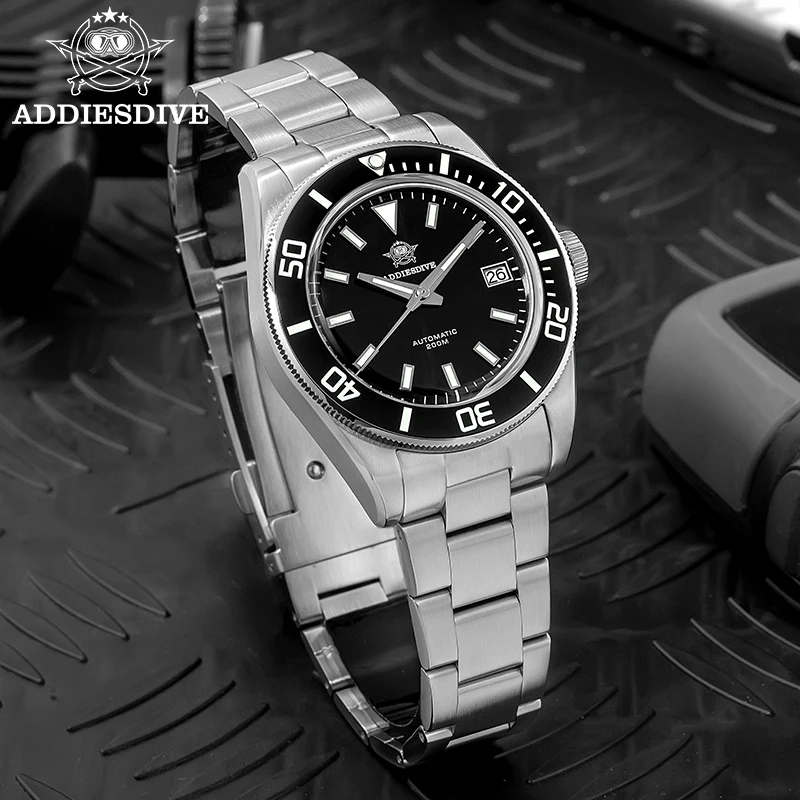 Addiesdive جديد 39 مللي متر شبح الماء غواص ساعة فاخرة الياقوت الفولاذ المقاوم للصدأ 20Bar مقاوم للماء AD2084 ساعة ميكانيكية أوتوماتيكية