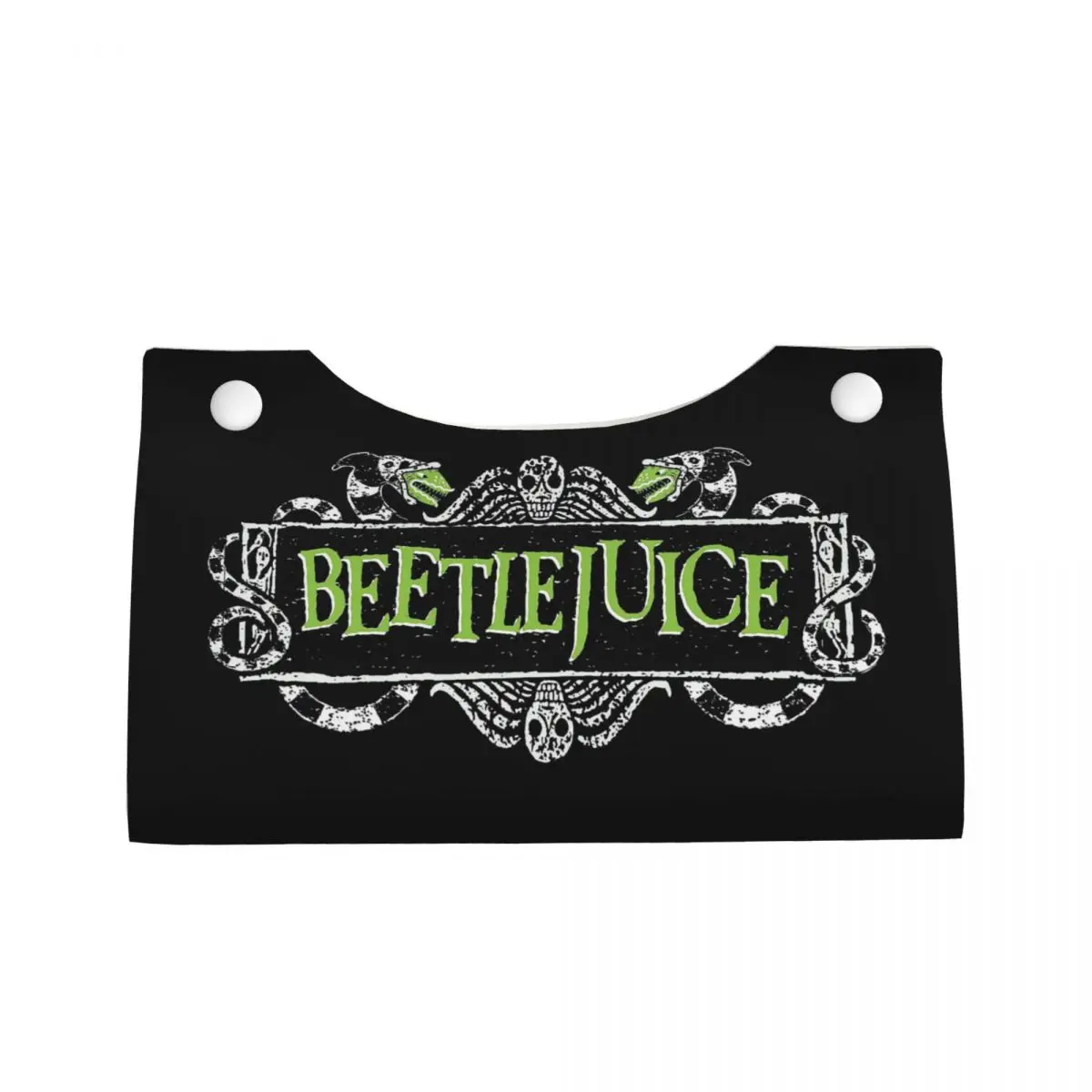 Custom Horror Movie Beetlejuices Tissue Box Cover PU Leather Rectangular Facial Tissues Holder for Bathroom