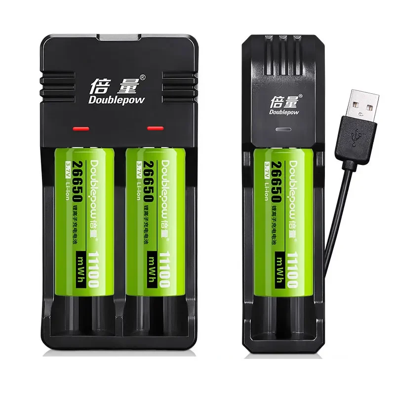 

Doublepow 26650 Rechargeable Battery Lithium Ion 11100mWh 3.7V for Glare Flashlight LED Light Batteries Pack + USB Charger