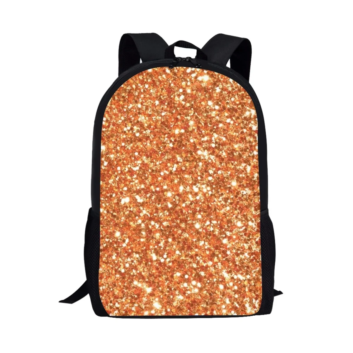 Orange Sequins Pattern Kids Teenager Book Bag Student School Bag Daily Casual Backpacks Women Men Travel Storage Rucksacks