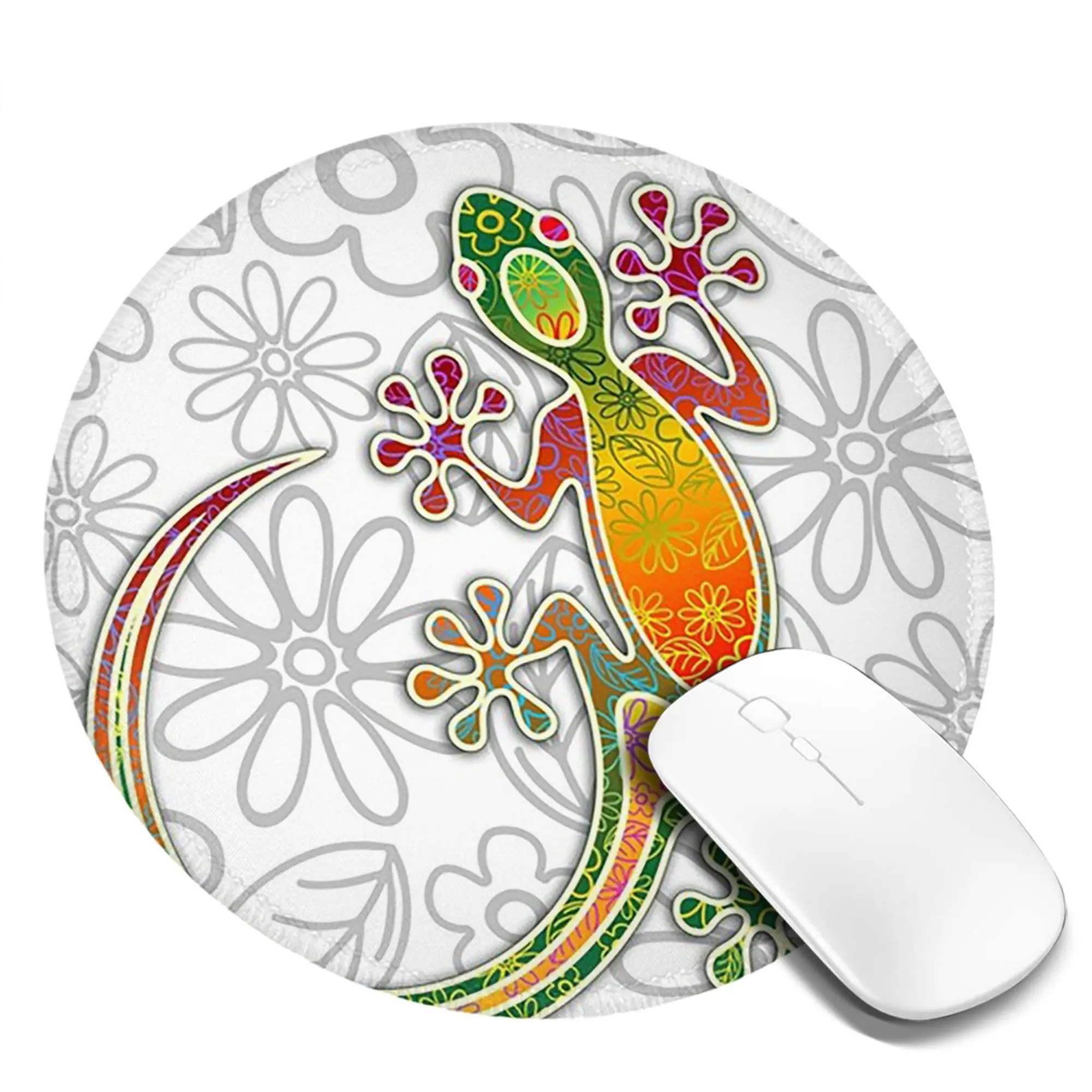 Gecko Ethnic Tribal Lizard  African Mouse Pad Computer Keyboard Mouse Mat Gaming Laptop Desk Mat Office Accessories Table Mats