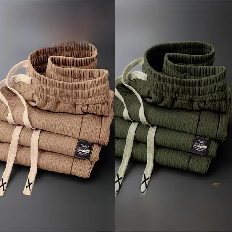 

Ice Silk Men's Straight Leg Pants Summer Thin Loose Casual Long Trousers Drapey Wide Leg Design Lightweight Comfortable