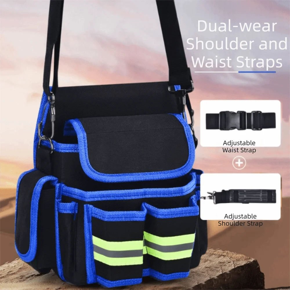 

Large-Sized Electrician's Tool Bag Wear-Resistant Oxford Cloth Shoulder Strap Multifunctional Waist Bag One-Piece Design