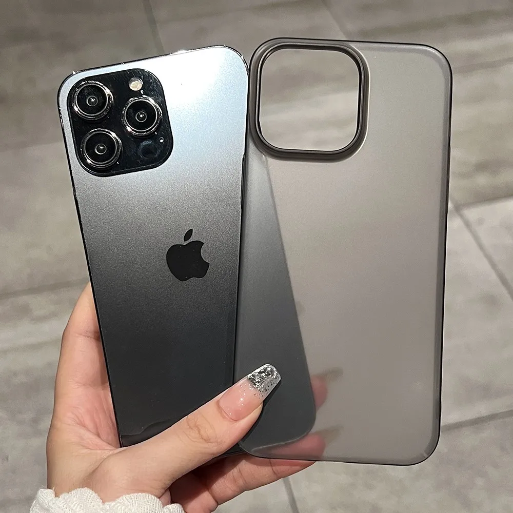 حافظة هاتف شفافة غير لامعة رفيعة للغاية لهاتف أبل آيفون 17 16 15 14 Plus 13 12 Pro Max غطاء جلد حريري شفاف من البلاستيك الصلب #2