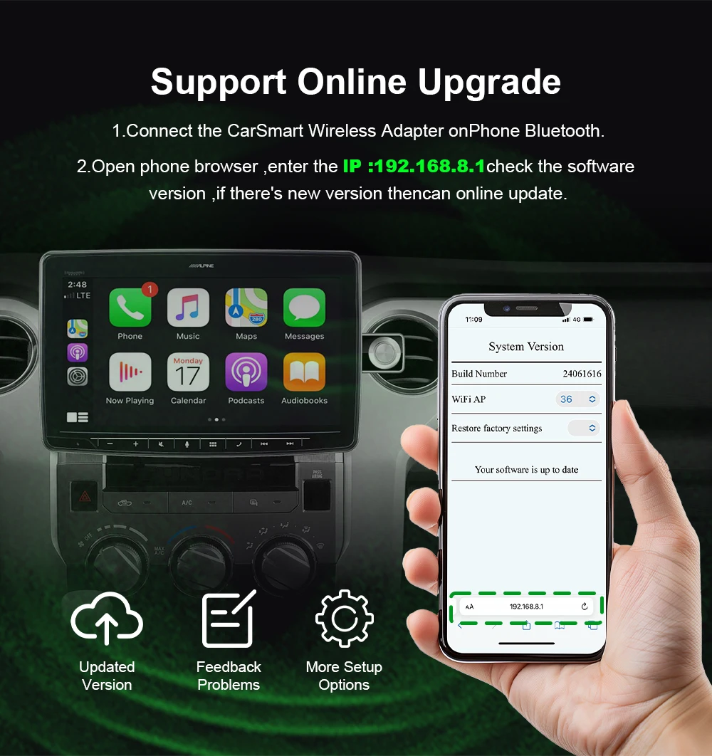 IHeylinkit Kabelloser CarPlay Android Auto Adapter 2-in-1 Smart Mini Box Plug-and-Play WiFi Schnellverbindung Universell für 98% der Automodelle – Detail 14