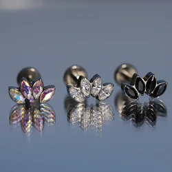 Orecchino a foglia di titanio di grado impianto 16G filettato internamente orecchio trago cartilagine piercing labret labbro stud gioielli penetranti