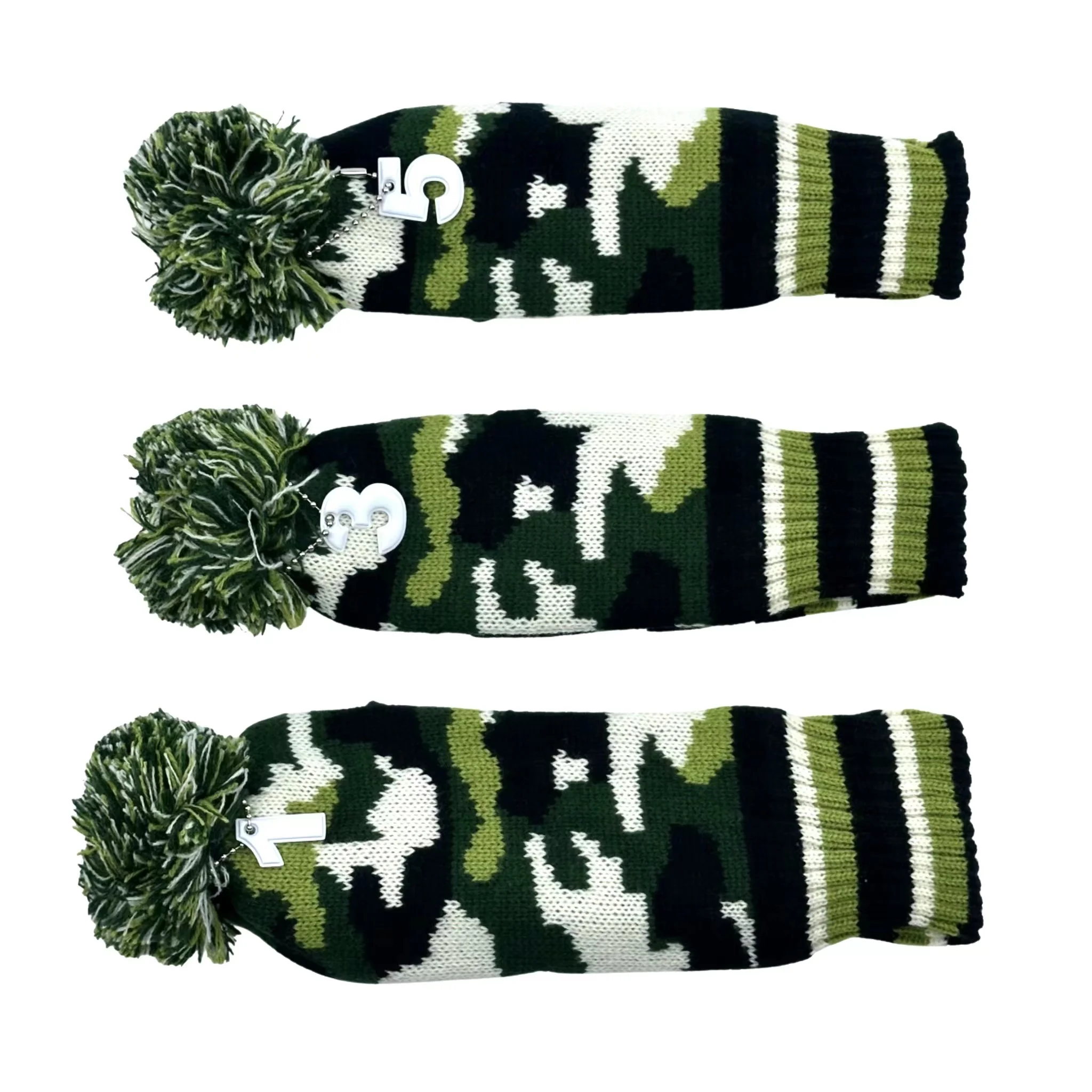 3 pçs/set golf camuflagem padrão clubes cabeça capa de malha híbrido ut driver fairway madeira 1 3 5 tricô madeira cobrir