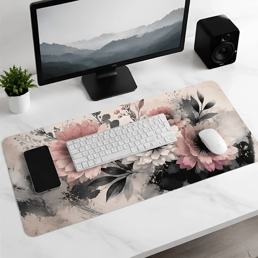 Floral table mats, mouse pads, computer desk accessories, office desk decorations smooth surface easy to clean anti-slip desktop
