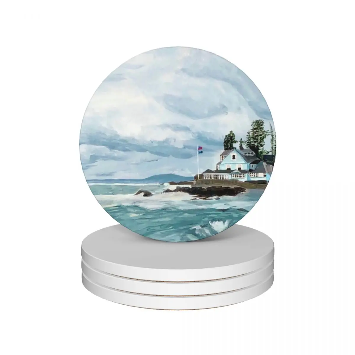 

Kennebunk, Maine Ceramic Coasters (Set of 4) custom original Tea cups Coasters