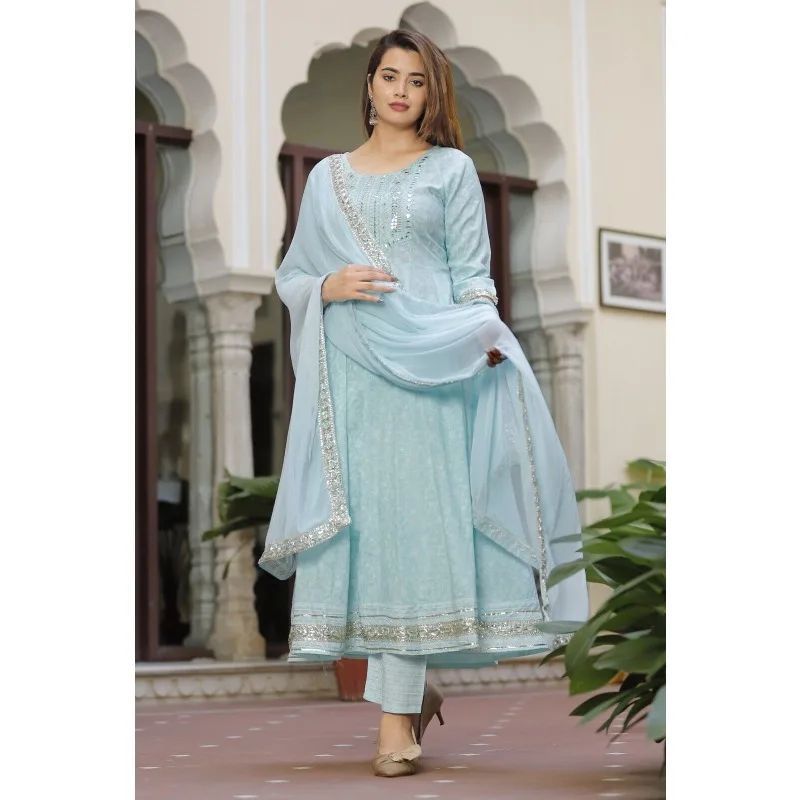 

Wedding Birthday Partywear Pakistani Designer Salwar Kurti Palazzo Dupatta Dress