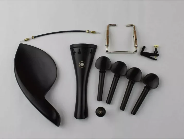 

1 set Brand new natural ebony 4/4 violin parts peg tailpiece chinrest endpin violin accessories