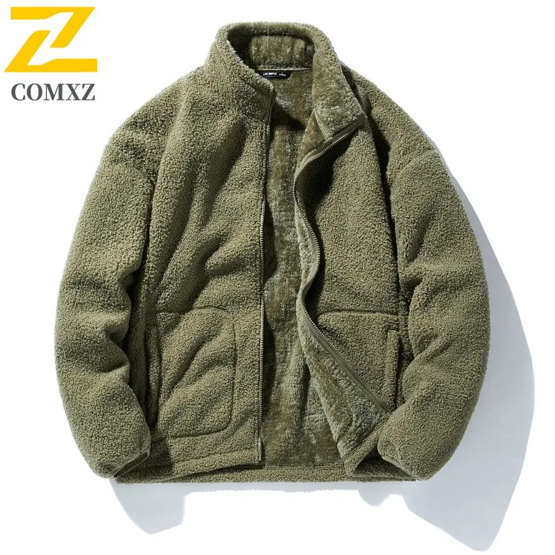 

COMXZ Outdoor Travel Jacket Men Thickened Warm Windproof Jackets Premium Stand Collar Solid Color Lightweight Winter Clothing