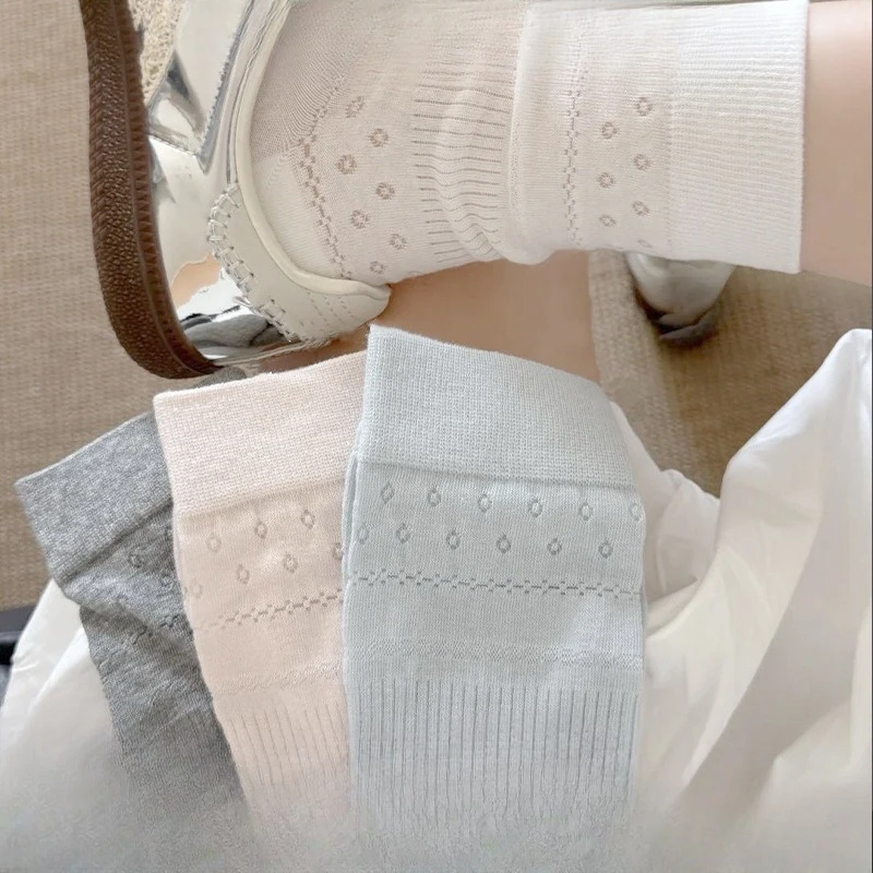 

Пять пар тонких дышащих милых универсальных носков до середины икры с цветочным принтом