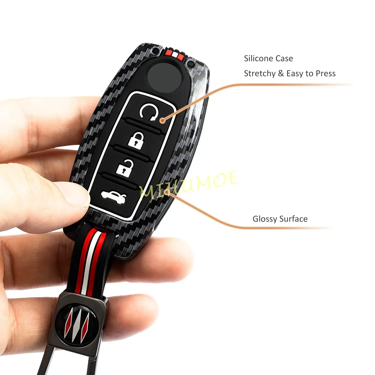 For Nissan Metal Silicone Car Key Fob Case Cover Keychain Rogue X-Trail Qashqai Teana Altima Sentra 370Z For Infiniti QX50 Q50 view 4