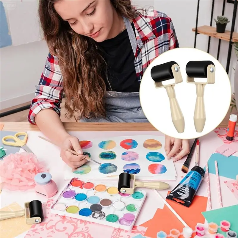 B50C Rubber Brayer Roller Set Of 30, 1.4 Inch For Printmaking Gluing Inking Printing Paper Applicator Tool