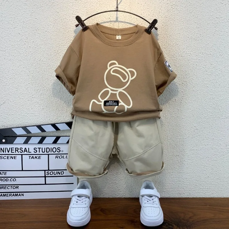 

Boys' New Autumn And Winter Bear Sports Sets Children's Cartoon Hoodie And Pants 2Pcs 1-3Y