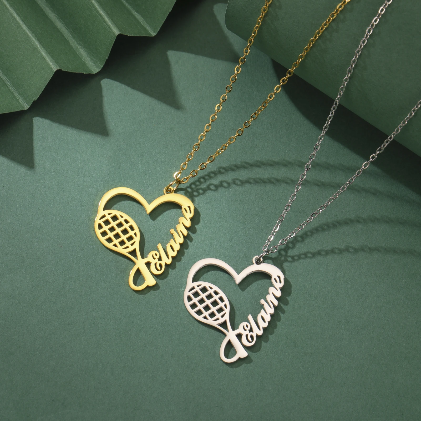 Lemegeton مخصص الحب مضرب التنس اسم قلادة مجوهرات من صلب لا يصدأ الرياضة شخصية قلادة هدايا عيد الحب #3