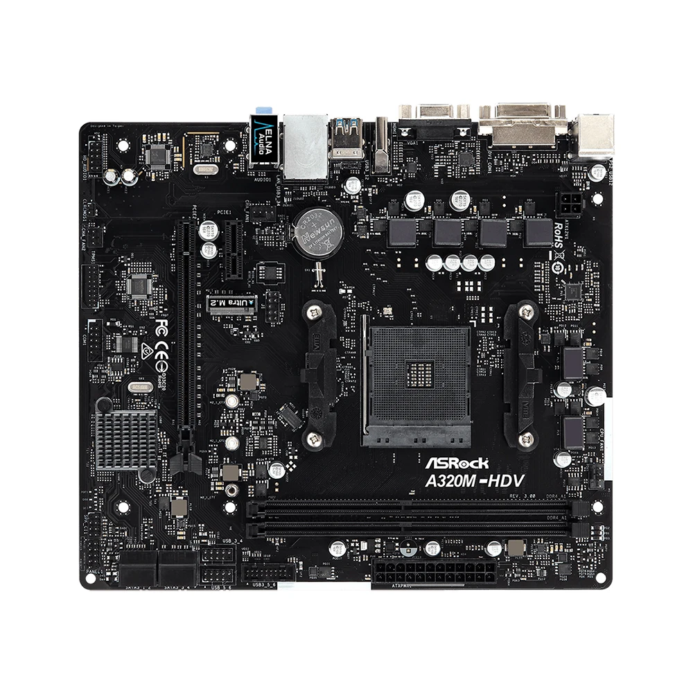 Imagem -05 - Placa-mãe Asrock A320m-hdv R3.0 Amd A320 Chipconjunto Amd Am4 Socket Cpu Suporte a8 9600 A10 9700 Memória Ddr4 32 gb Micro Atx.