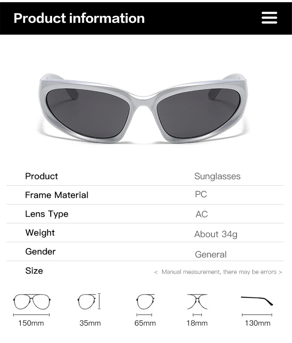 VIVIBEE Y2K Sonnenbrille für Damen, Steampunk-Spiegelgläser, Weiß, Sport-Schutzbrille, UV400, Punk-Sonnenbrille, Trendprodukt 2026 – Detail 9