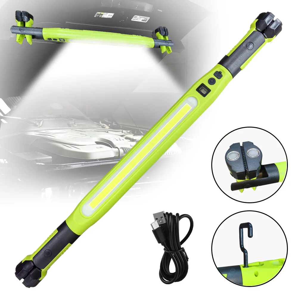 Work Light, Bright LED Work Lights, Rechargeable Magnetic Underhood Work Light with Hooks, Cordless Battery Powered Flashlight