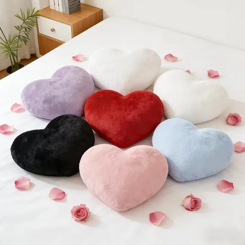 Valentine‘s Day Gift Heart Pillow Cute Fuzzy Throw Pillow for Home Decor Photo Shoot Prop Romantic Decorations Cushion - view 6