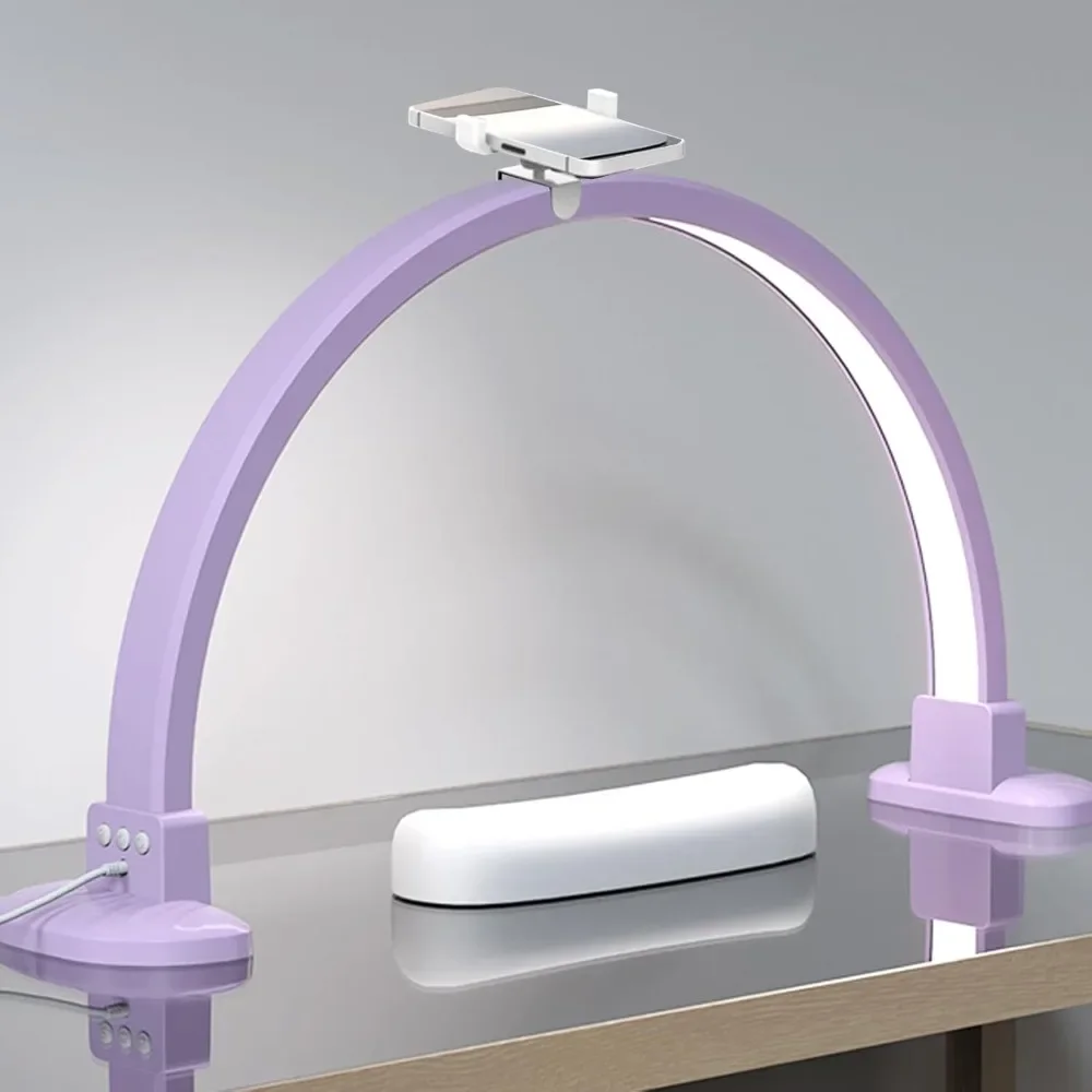 

Half Moon Light for Nail Desk,29 in 48W Nail Desk Lamp,Led Manicure Desk Lamp, Tech Light, Adjustable Brightness Nail Table