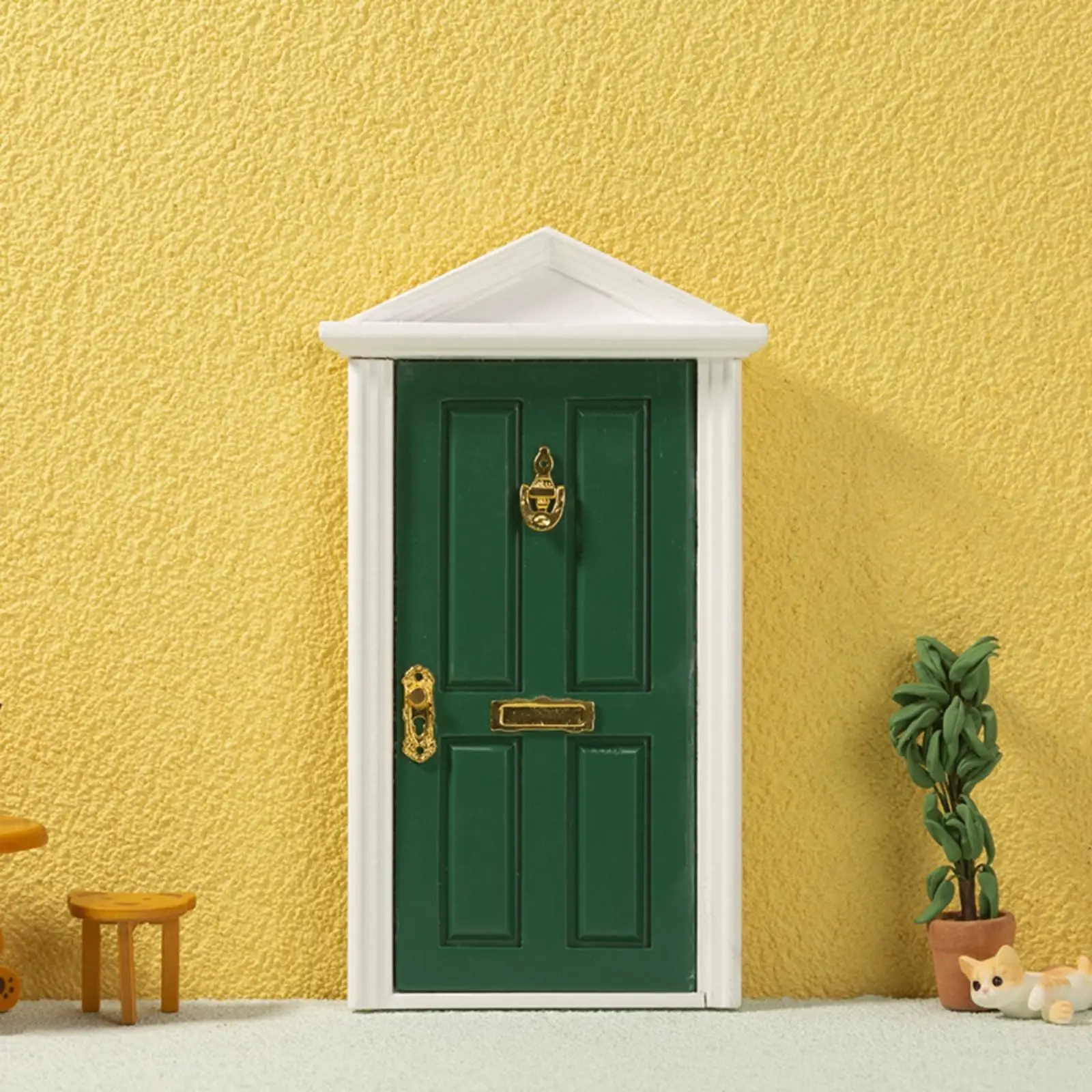 1:12 Scale Exquisite Miniature Dollhouse Door for Dollhouse Accessories and Kids\' Gifts Pointed Villa Door Props Ornaments