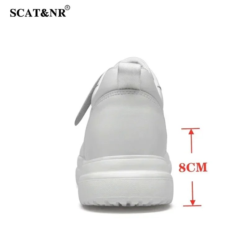 Men sneakers elevator shoes heightening height increase insole 7-8cm high heels shoes genuine leather sport shoes men shoes