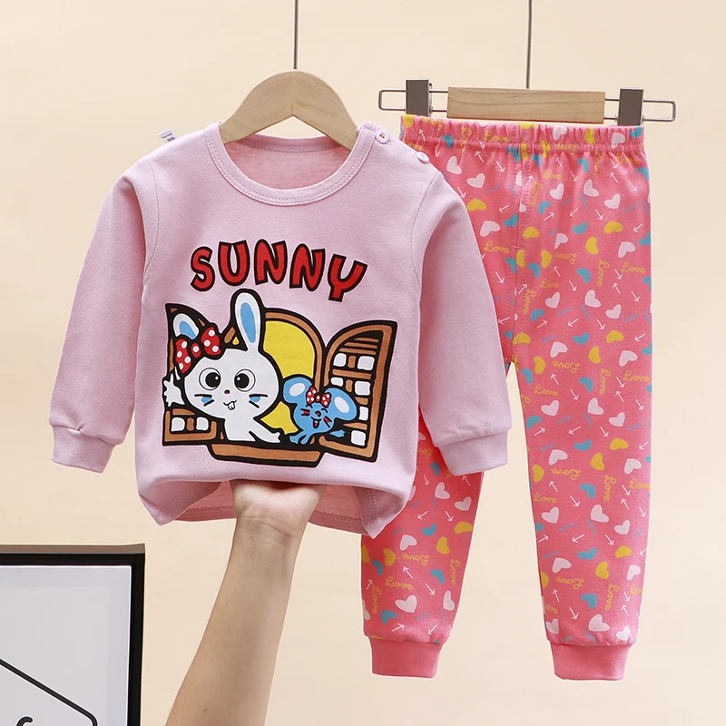 Girls Pajamas Sets Baby 100% Cotton Full Sleeve Sleepwear Children Animal Nightwear Kids Pijamas Boys Cartoon Pyjamas DS39