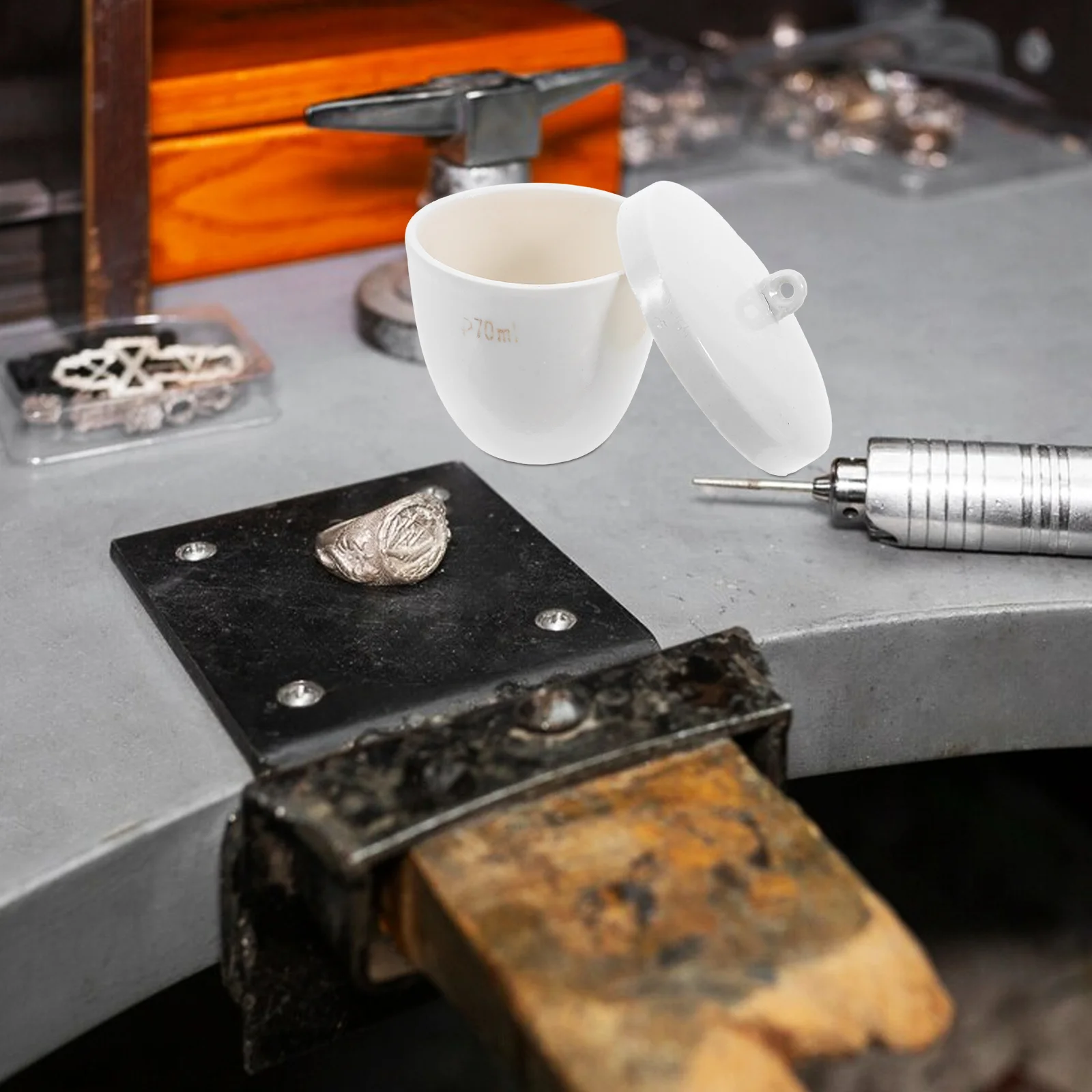 

2Pcs 70Ml Lab Crucible with Cover High Temperature Resistant Ceramic Crucible for Laboratory Chemical Synthesis Melting