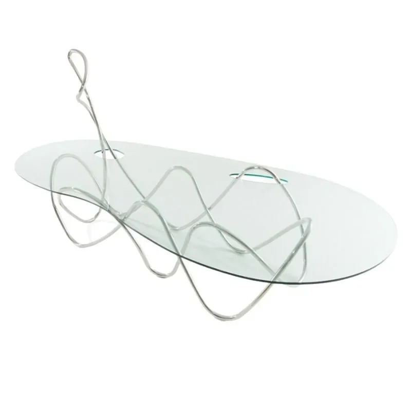 

Tempered glass special-shaped stainless steel conference table office modern minimalist studio premium desk