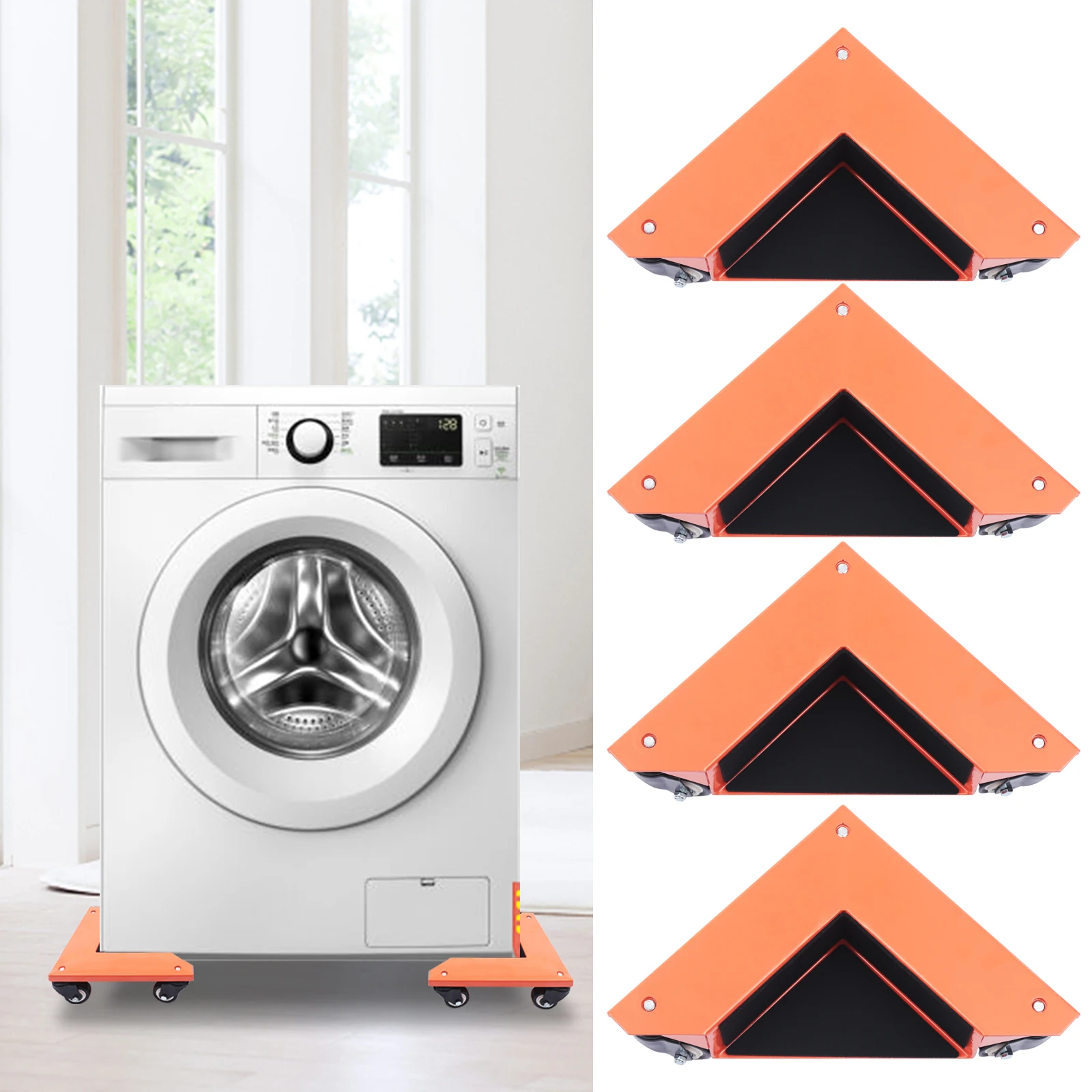 4 set di mobili triangolari Dolly per pavimenti duri, capacità di carico di 639 kg con 3 ruote in PU per lo spostamento di mobili pesanti