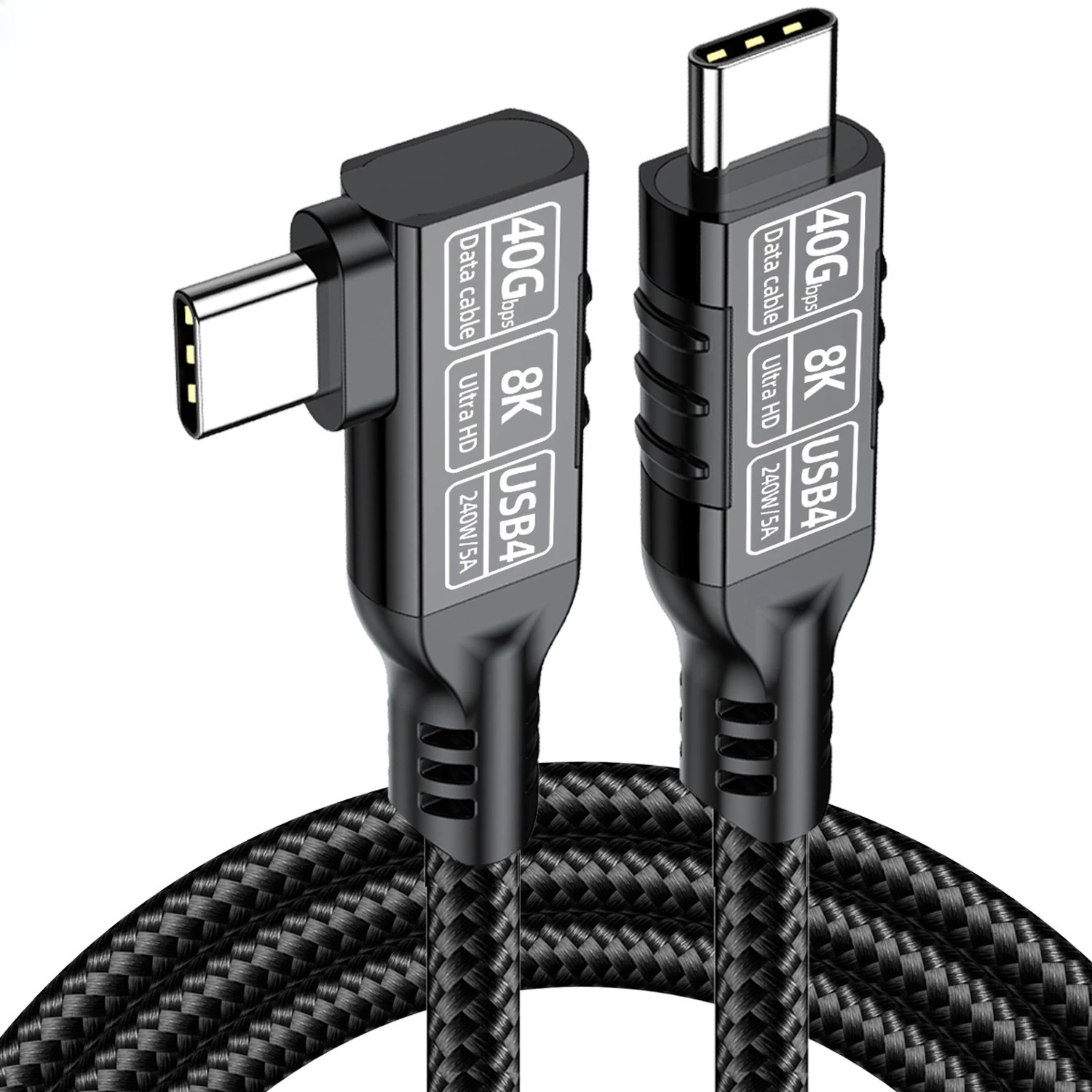 8K الكوع USB4 نوع C كابل 40Gbps 240W PD3.1 QC4.0 سامسونج Thunderbolt4 كابل شحن سريع Thunderbolt3 USB C إلى C نقل البيانات