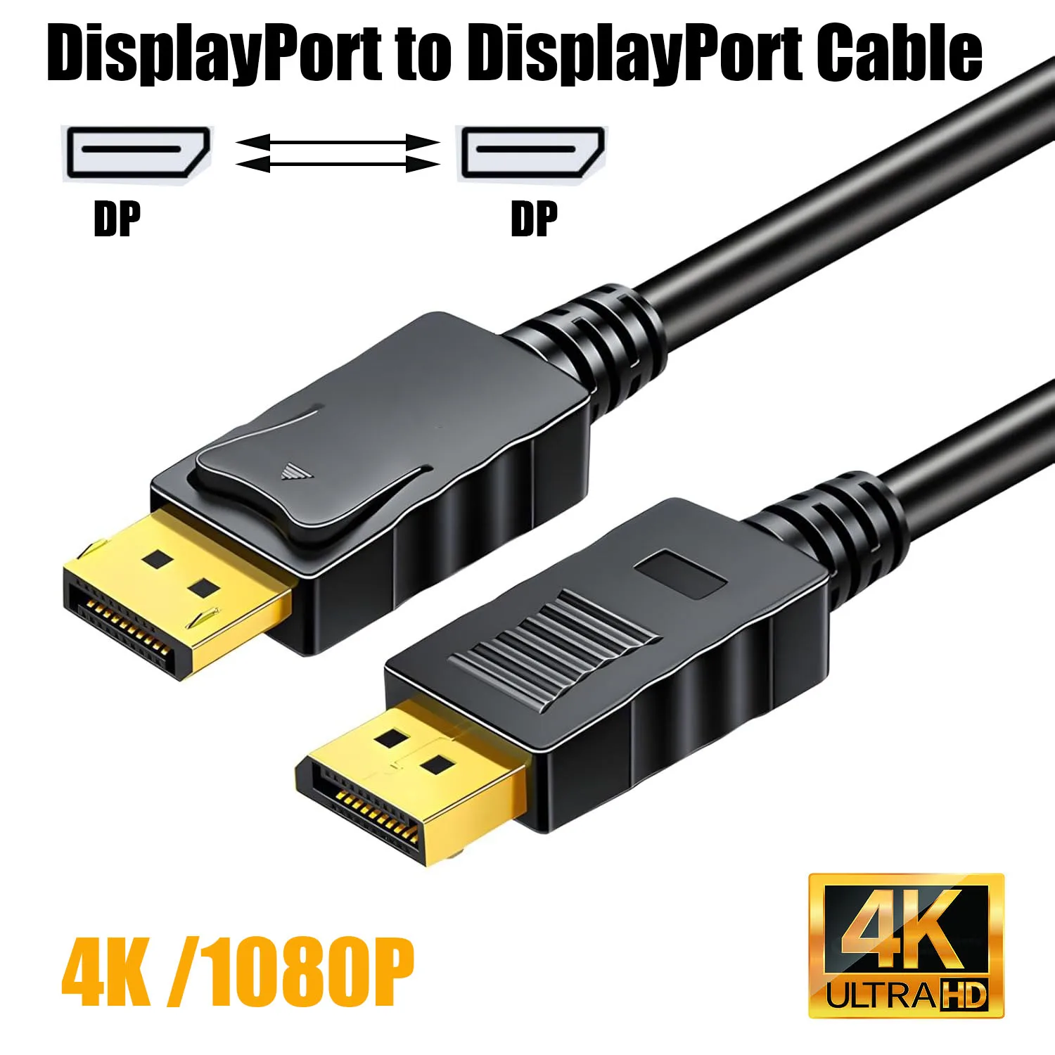 4K DisplayPort to DisplayPort Cable Computer Monitor Cable 4K@60Hz Display Port Male to Male DP to DP for Laptop PC TV Projector