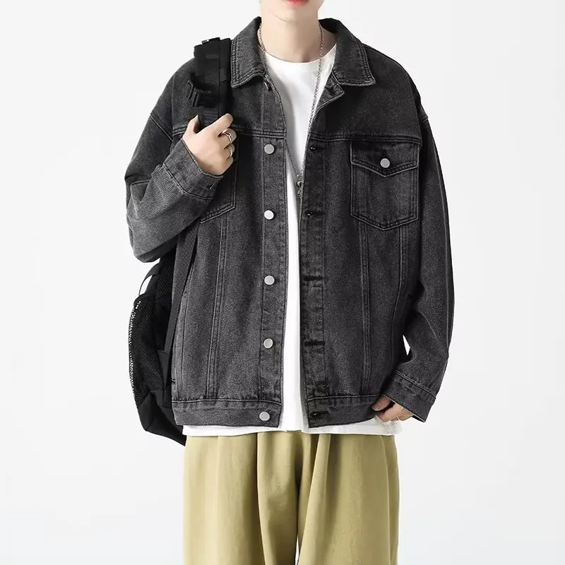 

Мужская джинсовая куртка свободного кроя, весна-осень, модная, в стиле американской рабочей одежды, большие размеры, универсальная, весенняя коллекция